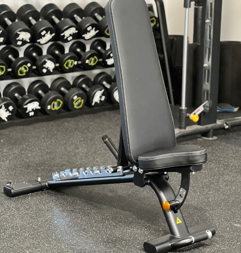 Adjustable Flat Incline Bench PL7328 displayed on a white background, showcasing its versatile design for workouts.