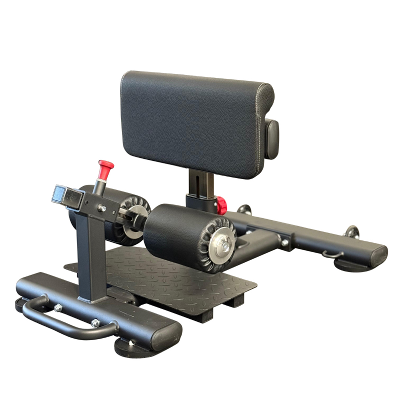 Sissy squat machine with a white background.