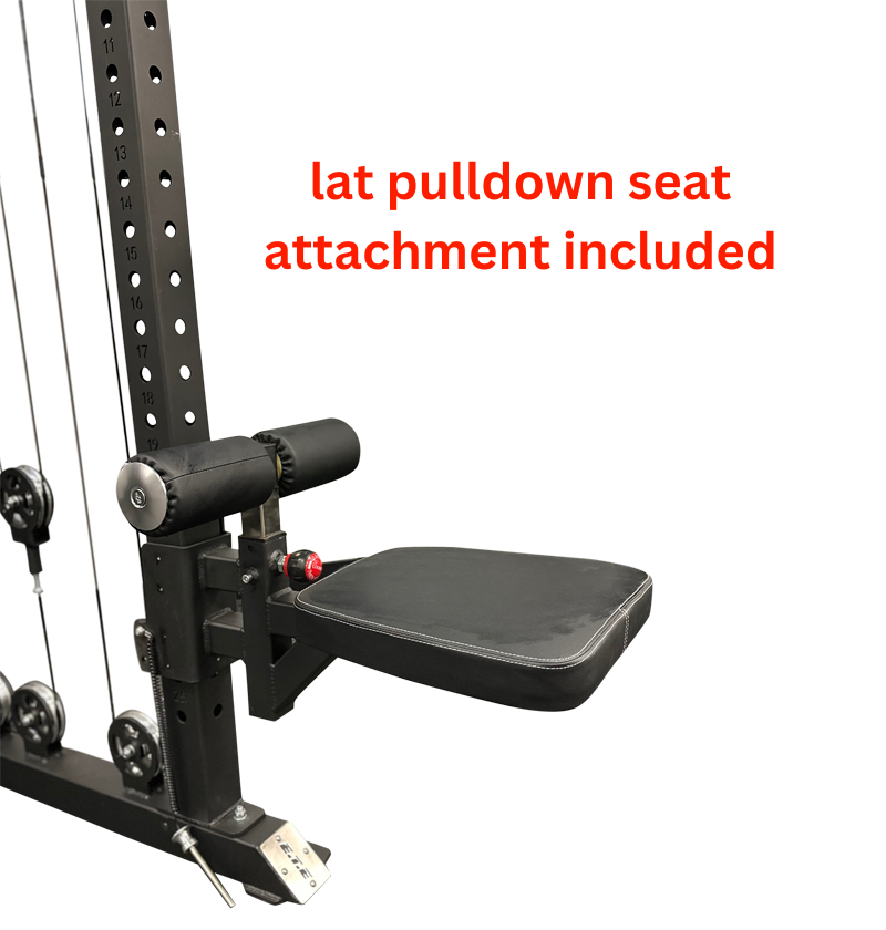 Lat pulldown seat attachment for cable machine.