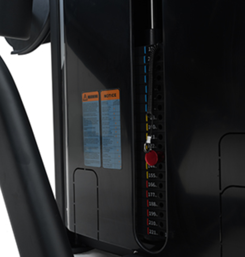 Leg Curl Black Selectorized Gym Equipment Close Up Weight Stack