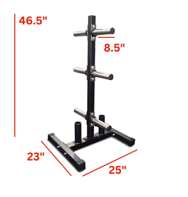 Tall Vertical Olympic Plate Tree with labeled dimensions