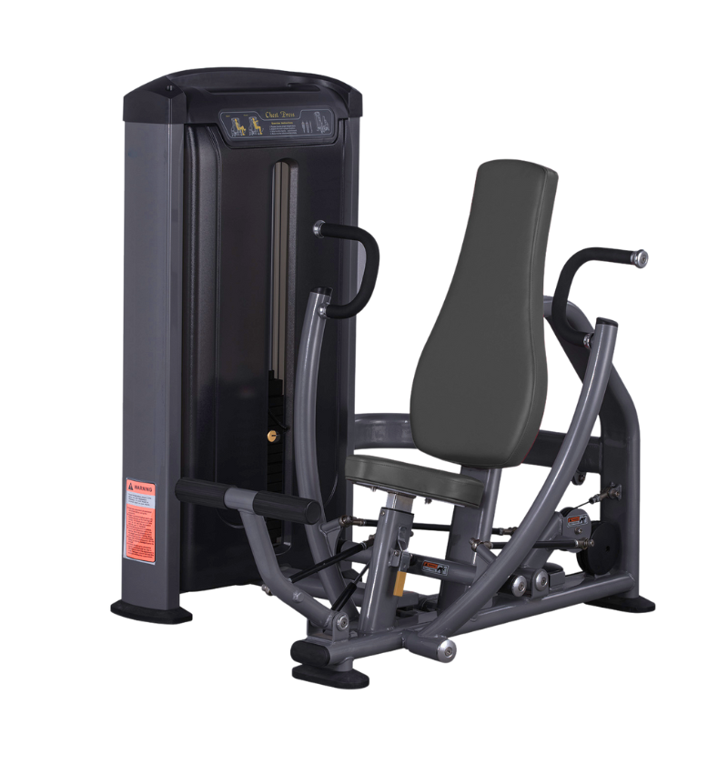 Chest Press black workout machine on a white background