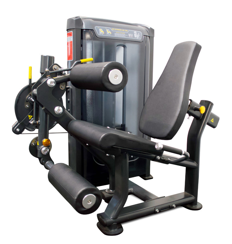 A leg extension machine with a comfortable seat, designed for enhancing leg strength and muscle development.