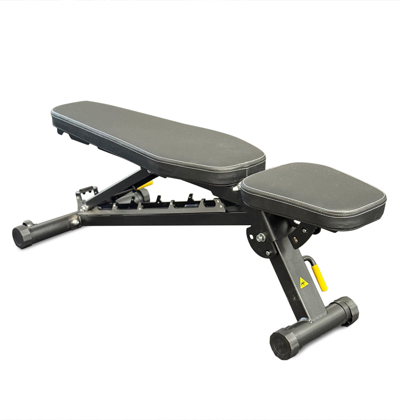 foldable flat incline bench on a white background