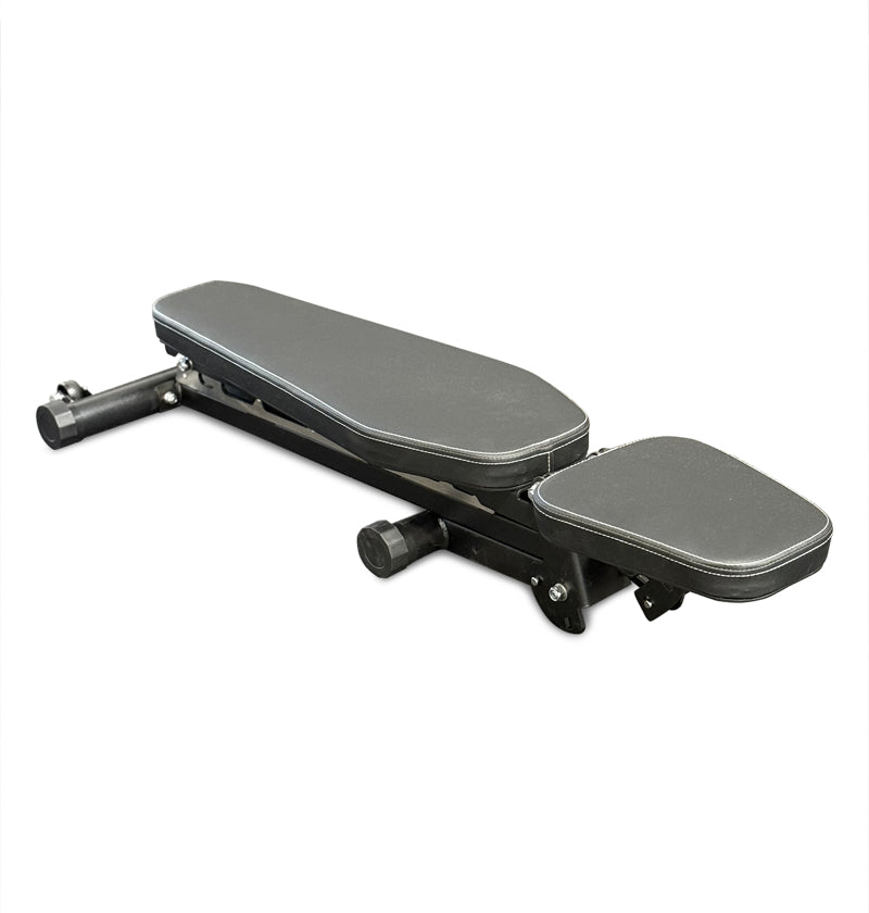 foldable flat incline bench on a white background