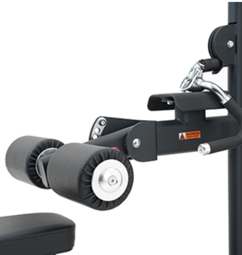 Lat Pulldown Seated Row Black Selectorized Gym Equipment Close Up Roller Pads