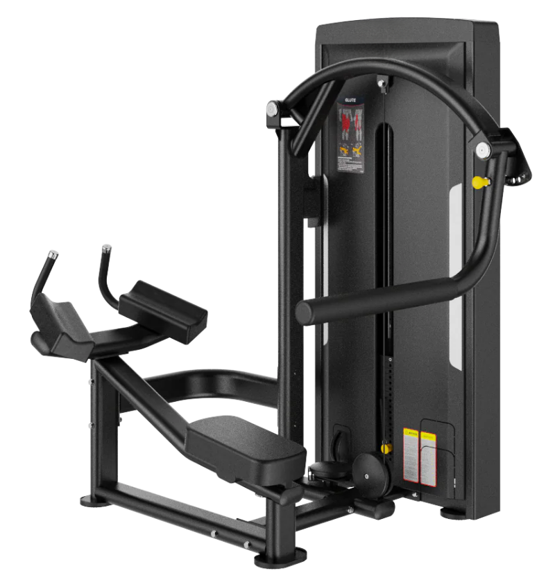 SA032 Rear Kick selectorized black workout machine displayed on white background