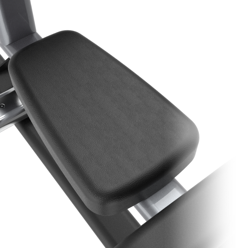 Seated calf raise close up padded black seat for exercise machine
