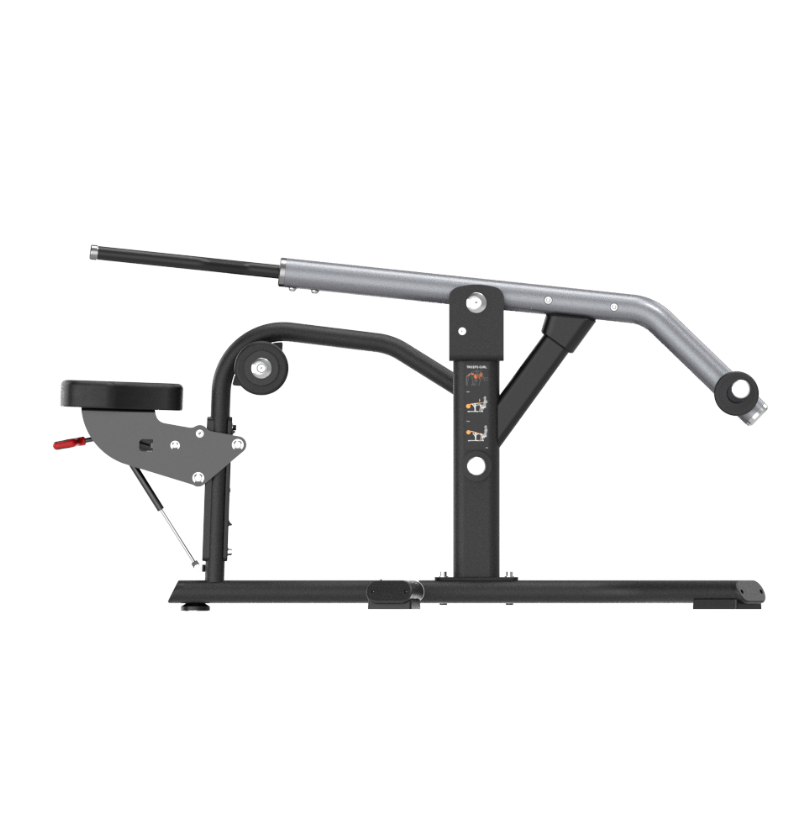 Black plate loaded tricep pressdown machine on a white background