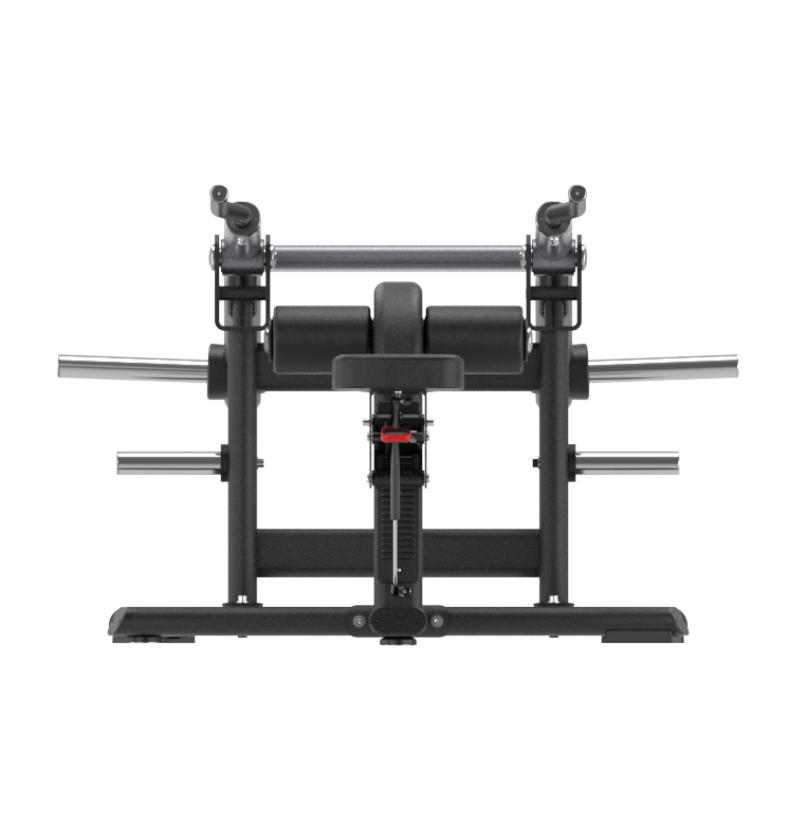 Black plate loaded tricep pressdown machine on a white background