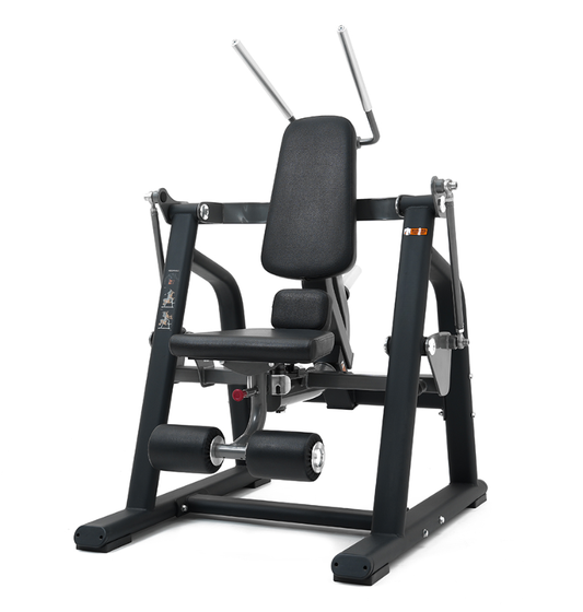 Plate loaded black ab crunch machine on a white background