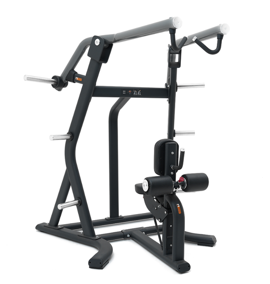 Black plate loaded high row machine on a white background
