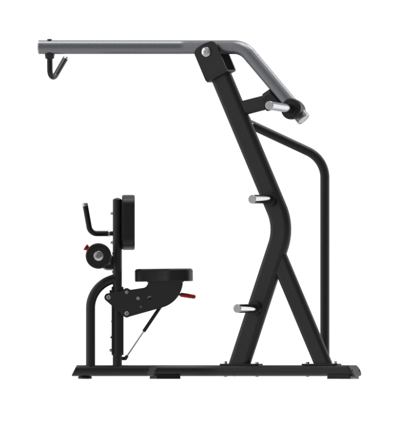 Black plate loaded high row machine on a white background