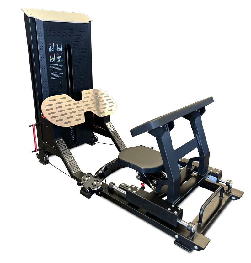 Selectorized Hip Thrust J6505 leg press machine featuring a foot rest for lower body workouts.