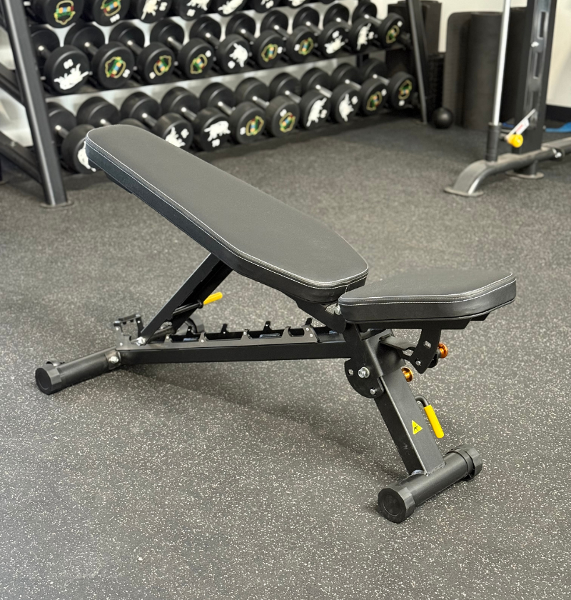 foldable flat incline bench in gym setting