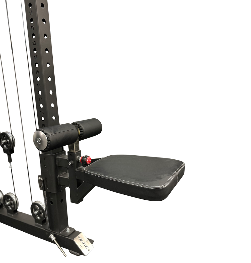 Lat pulldown seat attachment for cable machine.