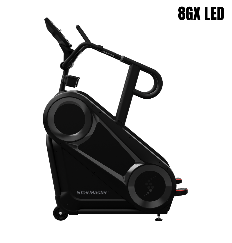 Black StairMaster exercise machine with '8GX LED' on a white background