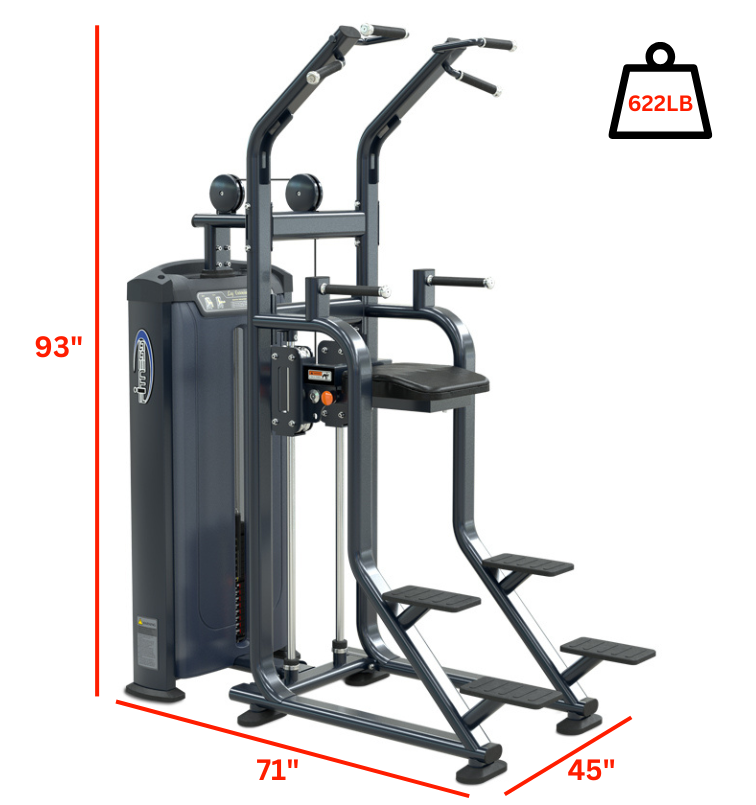 Bodybuilding equipment shown alongside measurements to assist users in understanding dimensions and usage