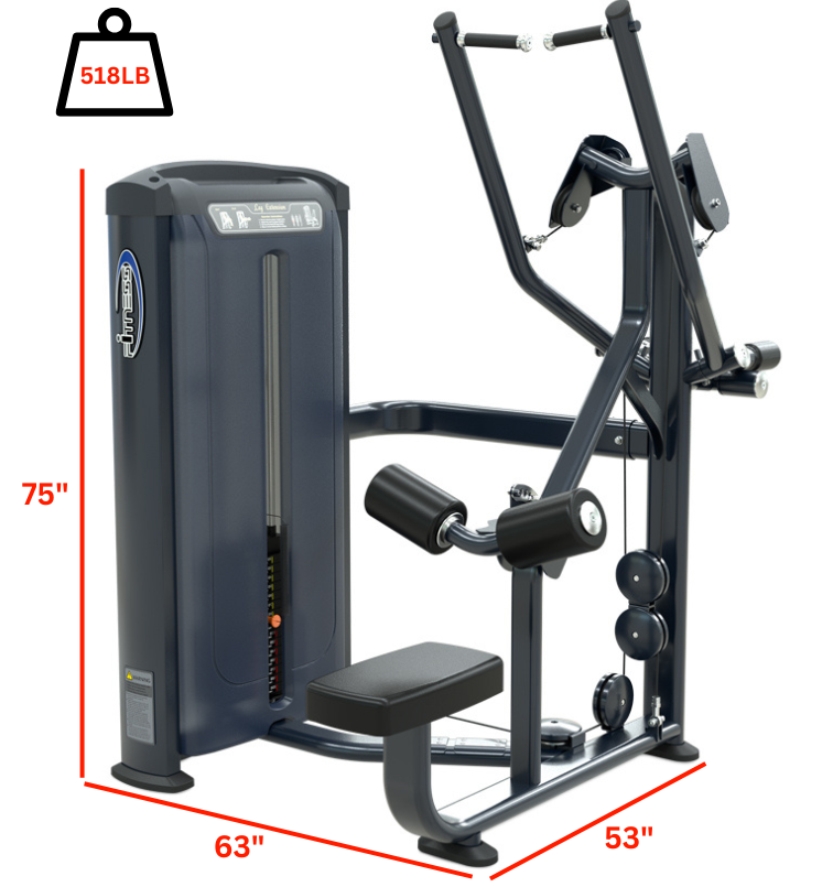 Lat pulldown gym machine designed for strengthening back and shoulder muscles.
