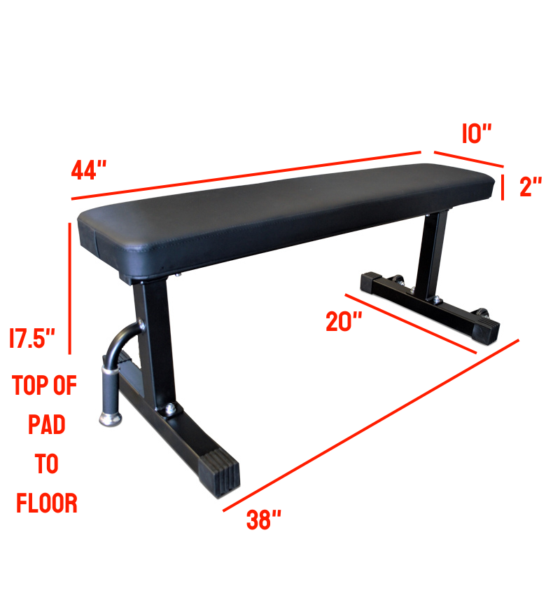 A bench displayed with height and width measurements clearly indicated for reference.