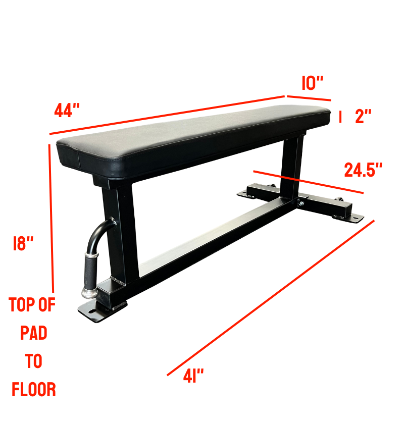 A 3" x 3" flat bench (PL7327C) with visible measurements marked on the top and bottom sections