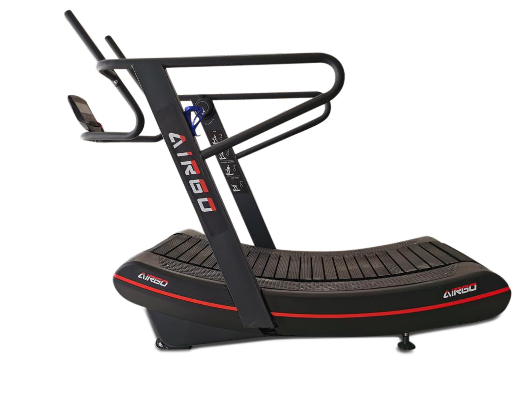 AirGo Curve Treadmill displayed on a white background, showcasing its sleek design and features.
