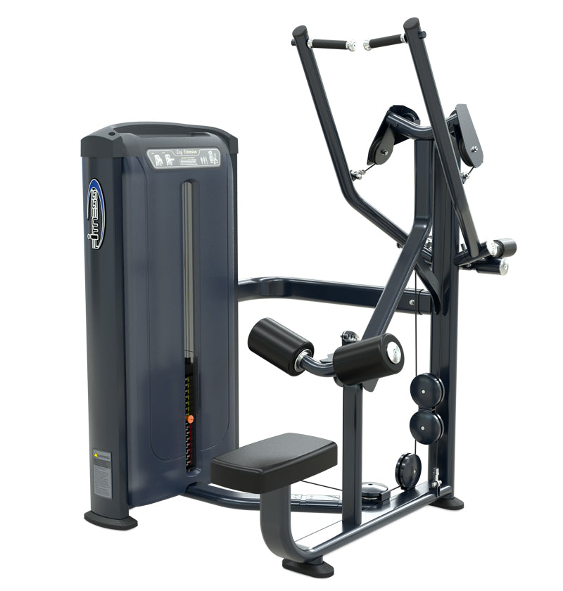 Fitness equipment with a pull down bar, used for lat pulldown exercises.
