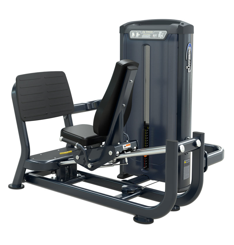 Seated leg press machine with a footrest and seat, labeled PL7911, available for pre-order in 8-10 weeks.