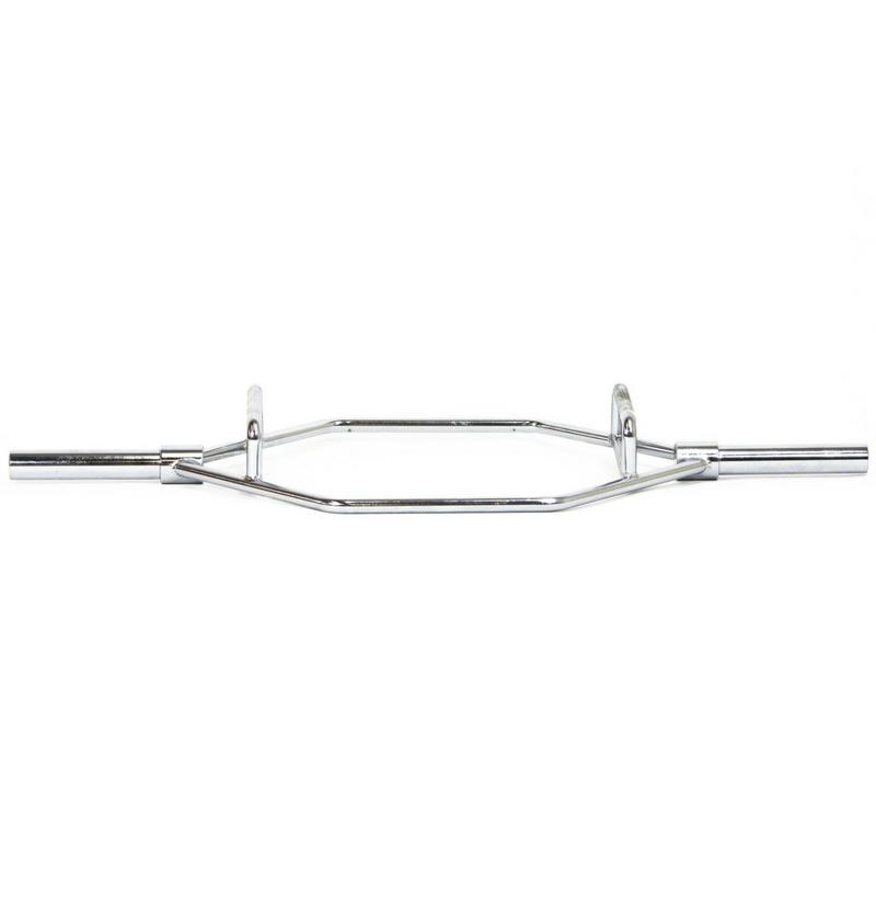 A metal hex bar featuring a central handle, used for various weightlifting workouts.