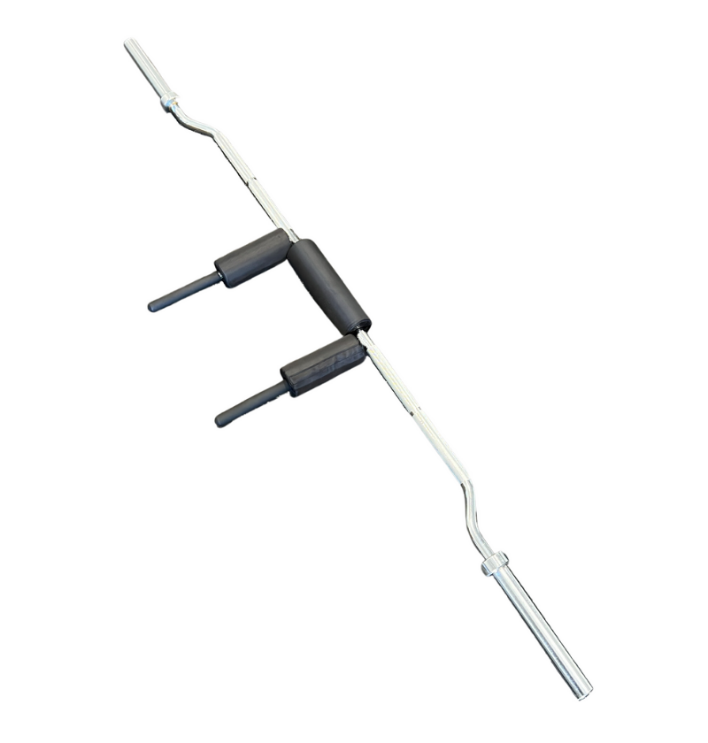 Safety squat bar featuring two handles for improved grip and stability during weightlifting exercises.