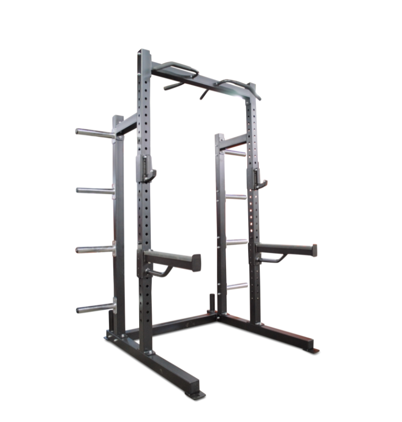 PRO Half Rack featuring a squat rack with two bars positioned for weightlifting exercises.
