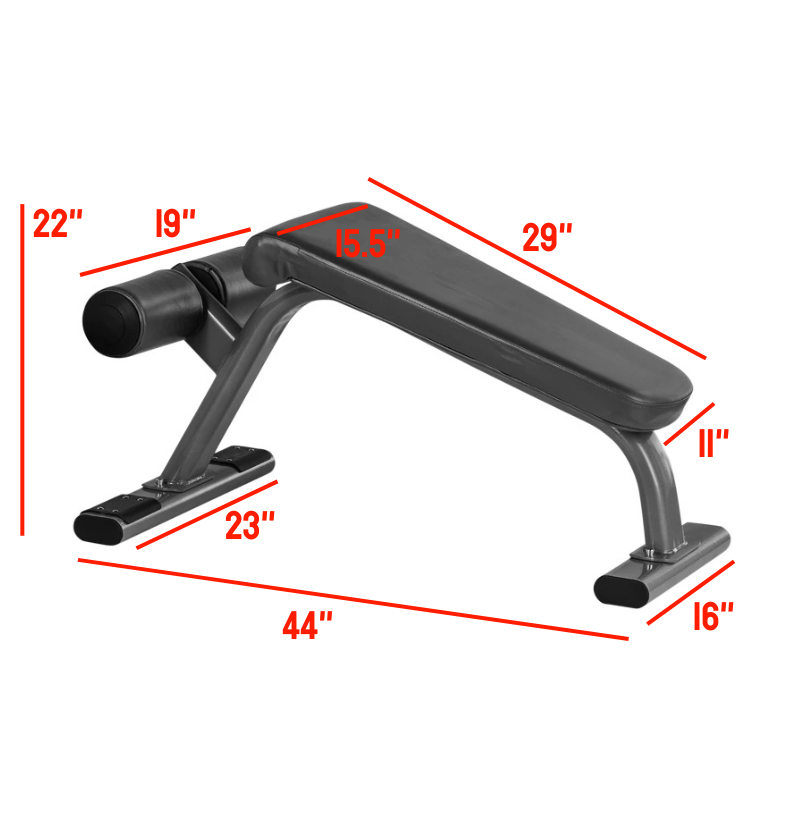 Ab Bench labeled with dimensions