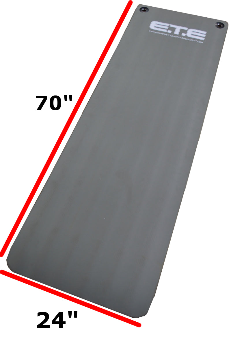Exercise mat with measurements visible, suitable for fitness enthusiasts and various workout sessions.