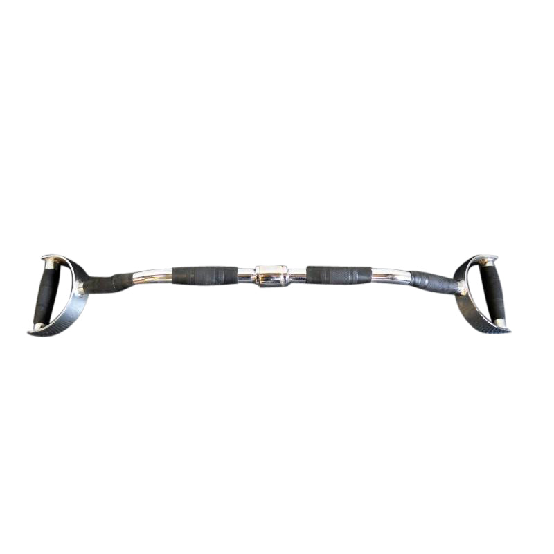 Revolving 36-inch lat bar attachment made of metal, equipped with a handle for enhanced grip during workouts.