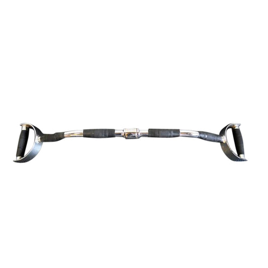 Revolving 36-inch lat bar attachment made of metal, equipped with a handle for enhanced grip during workouts.