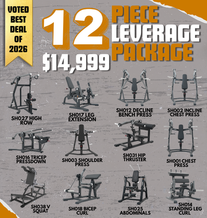 Gym equipment package with 12 pieces on a gray background, labeled as the 'Best Deal of 2026'.