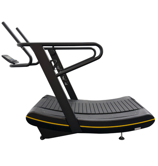 AirGo Curve Treadmill displayed on a white background, showcasing its sleek design and features.