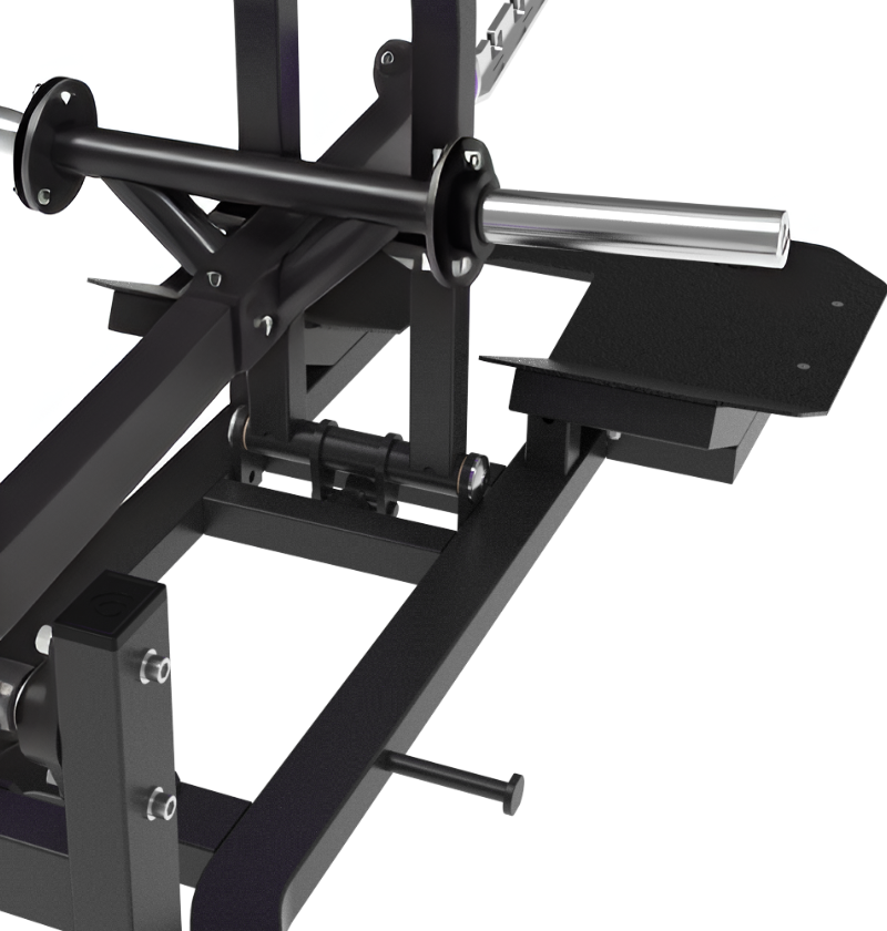 Belt Squat Black Plate Loaded Gym Equipment Displayed on a White Background 