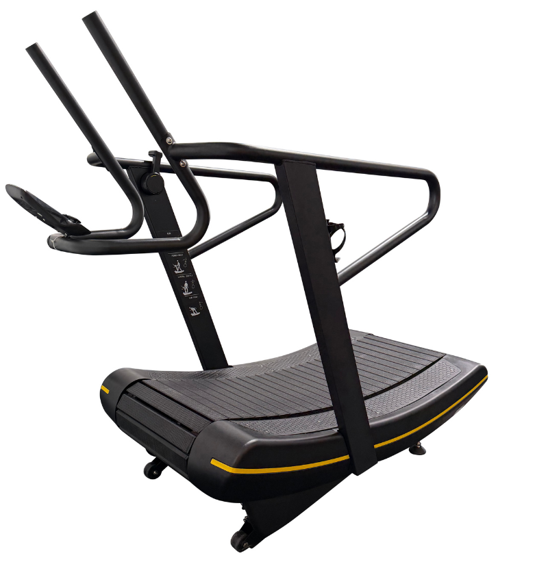 AirGo Curve Treadmill displayed on a white background, showcasing its sleek design and features.