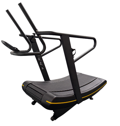 AirGo Curve Treadmill displayed on a white background, showcasing its sleek design and features.