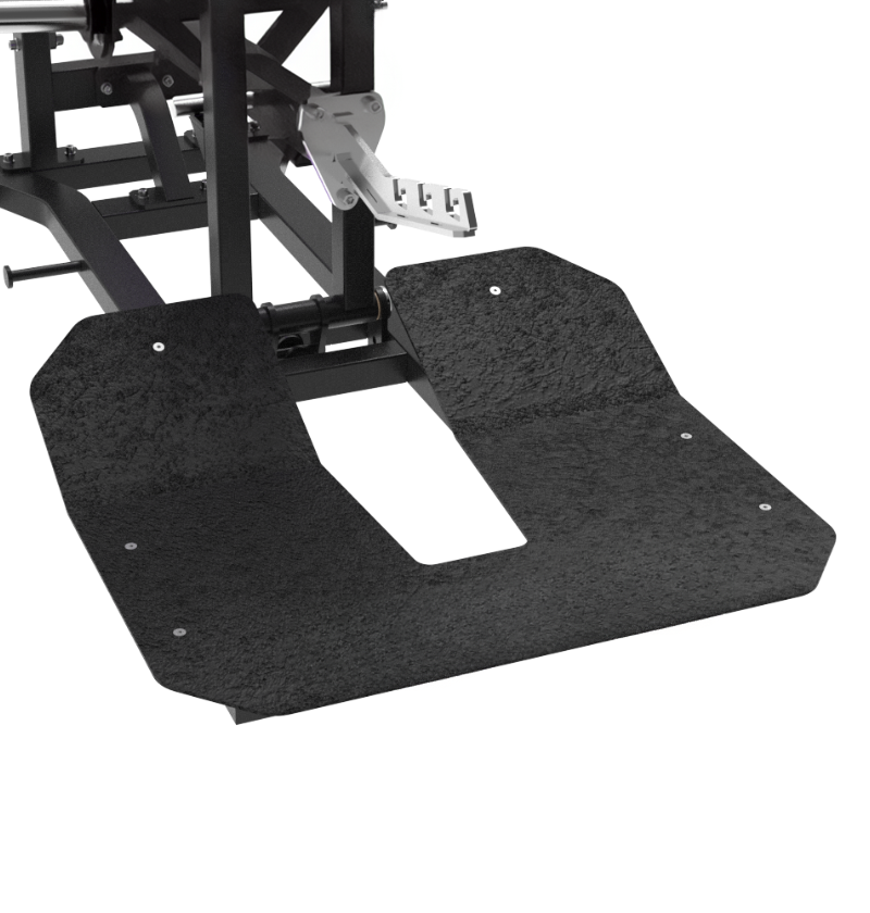 Belt Squat Black Plate Loaded Gym Equipment Displayed on a White Background 