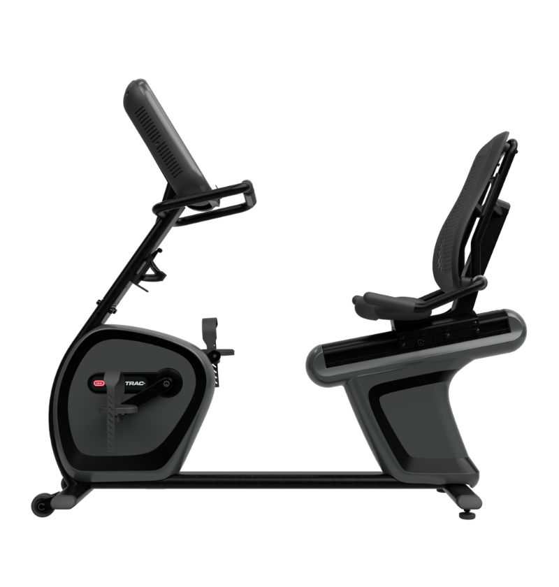 Black star trac 4 series recumbent bike on a white background