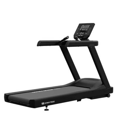 Black star trac 6 series treadmill with digital display on a white background