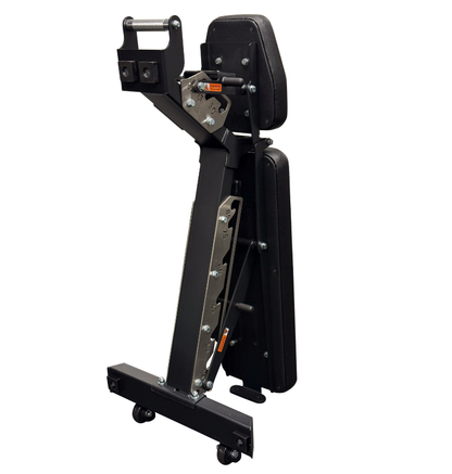 Standing fully adjustable bench displayed on white background, gym equipment bench, fully equipped 