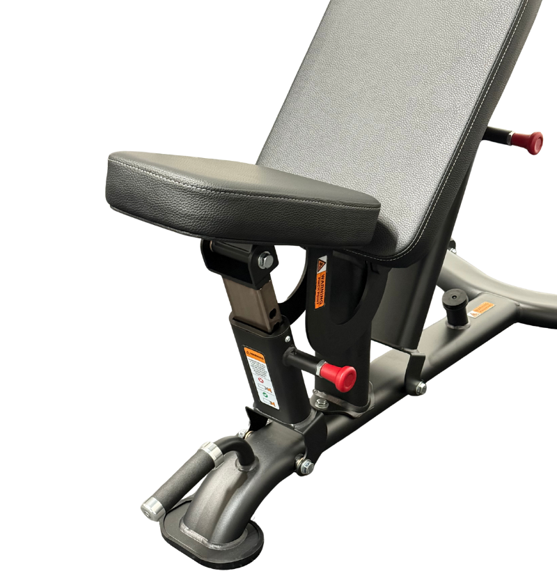 DR016 Adjustable Bench black workout bench seat close up displayed on white background