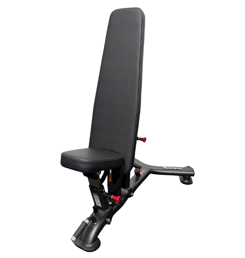 DR016 Adjustable Bench black workout bench upright displayed on white background
