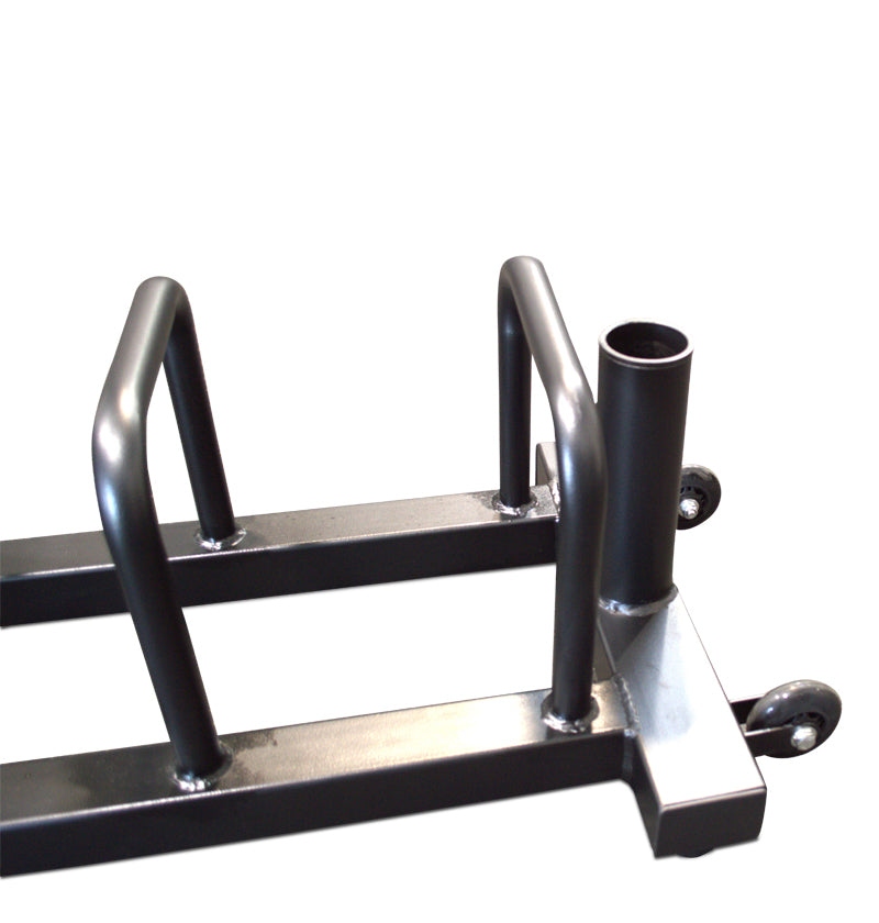bumper plate rack with bar holder