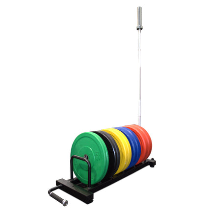 horizontal bumper plate rack with bar holder