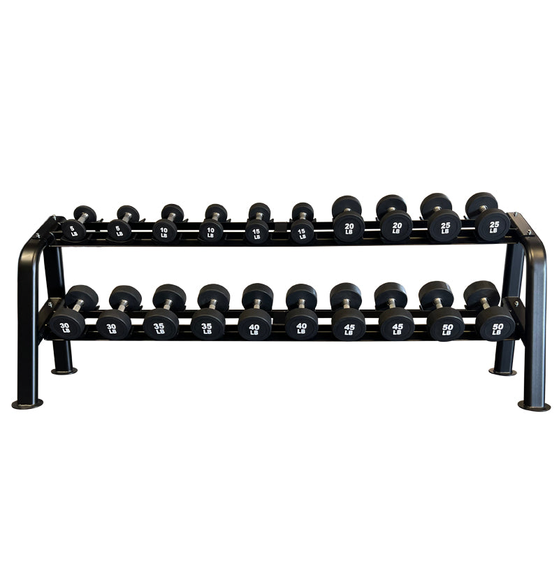 2 tier dumbbell rack with saddles for round dumbbells