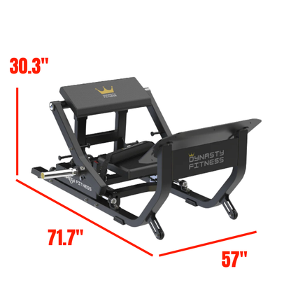 Hip Thruster Black Plate Loaded Gym Equipment Labeled with Dimensions 